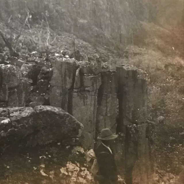 GEORGE ROSE Stereoview Antique Photo Basaltic Rocks Western Tier Tasmania