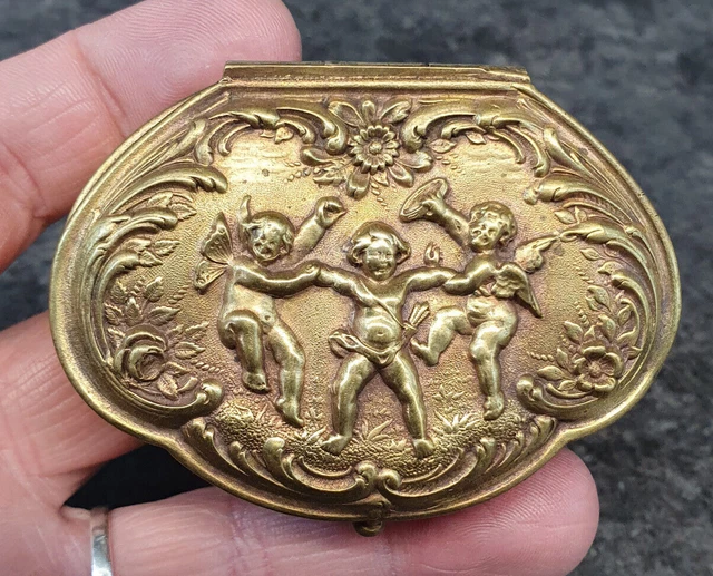 ANCIENNE BROCHE BEBE BAPTEME ANGELOT PUTTI PLAQUÉE OR FIX