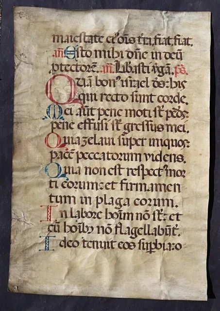 Mittelalterliche Lateinische Pergament-Handschrift,Mit Grossen Initialie,Um 1480