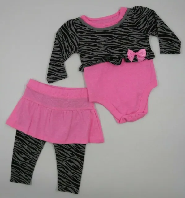 Garanimals Baby Girl 2 Piece Pink Animal Print Pants Outfit Set Size 0-3 Months