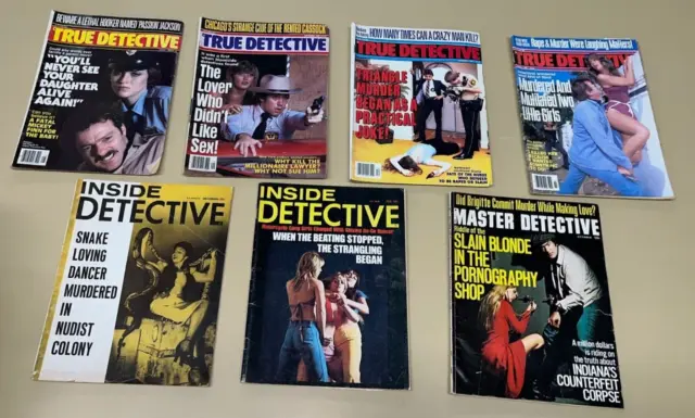 Lot (15) Vintage Detective True Crime Magazine Sleaze 1960 - 1980 Horror Gore