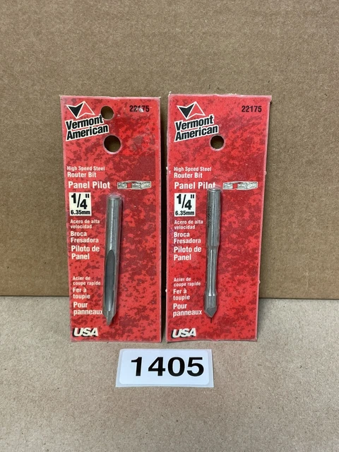 (2) NEW Vermont American  22175 1/4" Panel Pilot Bit High Speed Steel Router Bit