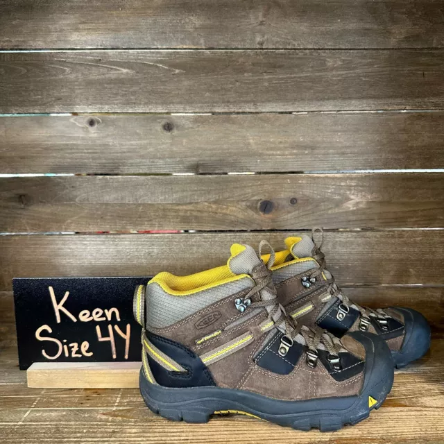 Big Kids Keen Targhee II Brown Leather Waterproof Hiking Boots Shoes Size 4 Y
