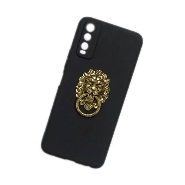 Cover for Vivo Y12S Y12A Metal Lion Head Finger Ring Stand Holder Soft TPU Case