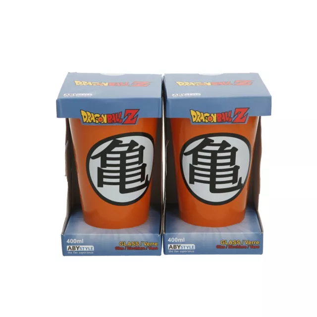 2 X Dragon Ball Z Large Glass 400Ml Kame & Kaio