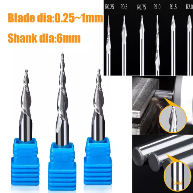 HRC 55° Tapered Ball Nose End Mill Milling cutter 6mm Shankφ CNC/Engraving/ Bits