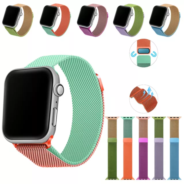 For Apple Watch 9/8/7/6/5/4/SE 38-45 mm Magnetic Milanese Loop Band iWatch Strap