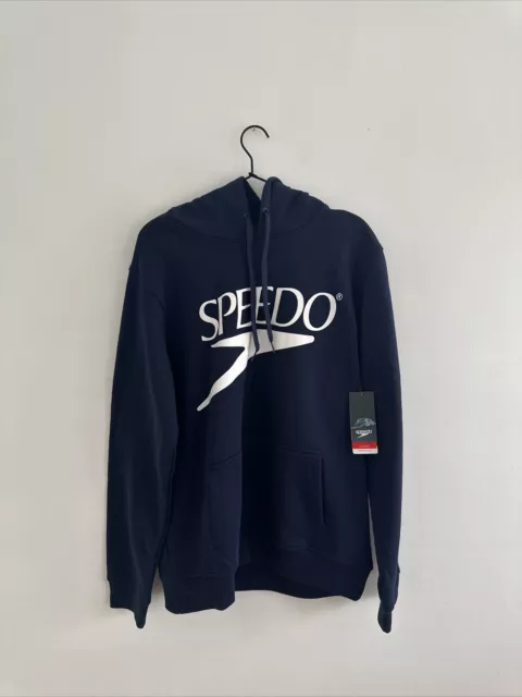 SPEEDO Men's Large Navy Blue 100% Cotton Pullover Heavyweight Hoodie NEW