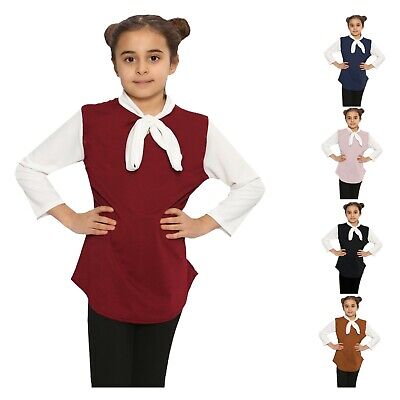 Girls Tops Blouse Long Sleeve Top Neck Bow Knot Two Tone Contrast Collar Tie Tee