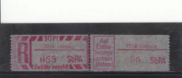 DDR SbPA Einschreibezettel nach FORGE: B 7016 Leipzig II (1) RU (a)