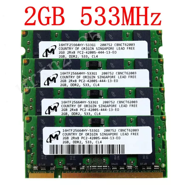 8GB 4x 2GB / 1GB PC2-4200S DDR2 533MHz SODIMM Laptop Speicher RAM Für Micron DE