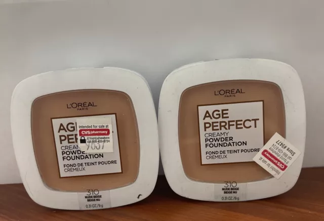 Base en polvo cremosa Oréal Age Perfect compacta 310 beige desnudo 0,31 oz
