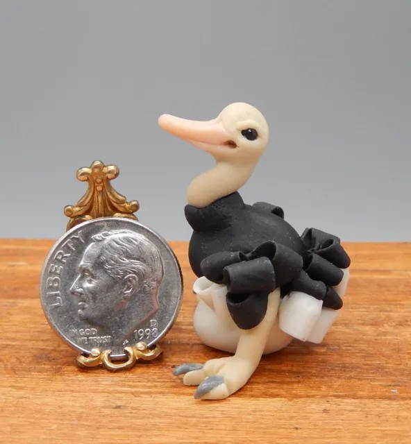OOAK Hand Sculpted Ostrich on Egg Nursery Toy Artisan Dollhouse Miniature 1:12