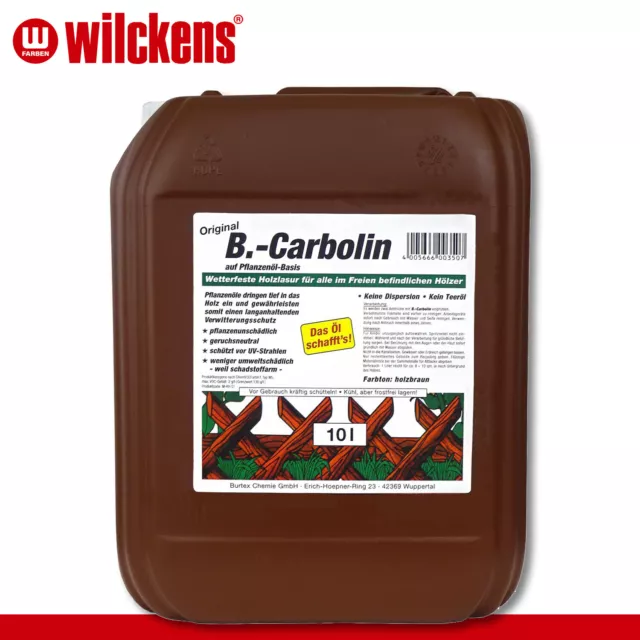 Wilckens 10 L B Carbolin Lasure de Protection Braun Imperméable Clôture Usé
