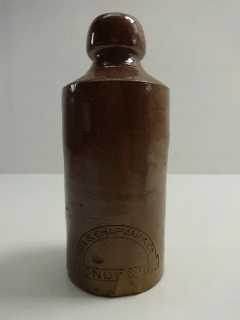 Antique Ginger Beer Stoneware Salt Glazed Bottle Victorian Hills Chapman Co