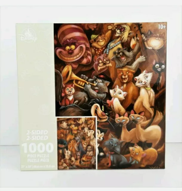 Disney Cats and Dogs Two-Sided Jigsaw Puzzle 1000 Pieces Aristocats Pluto Stitch