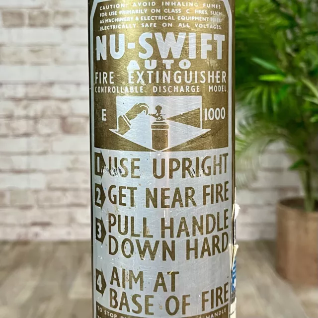 Vintage NU-SWIFT AUTO E1000 FIRE EXTINGUISHER Copper Coloured Service History