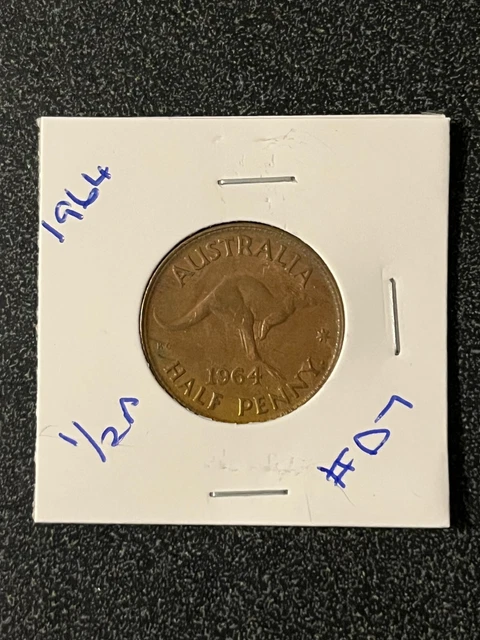 🔺1964 Australian Half Penny 1/2P 🔺Coin Queen Elizabeth Ii No Reserve #D7🔺