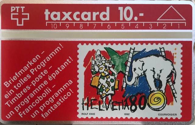 Rolf Knie Courvoisier Zirkus Clown Elefant PTT p-taxcard Kunst auf Telefonkarten