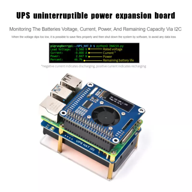 Kit UPS HAT (D) Pour Module D'Alimentation Sans Interruption Raspberry Pi 5V