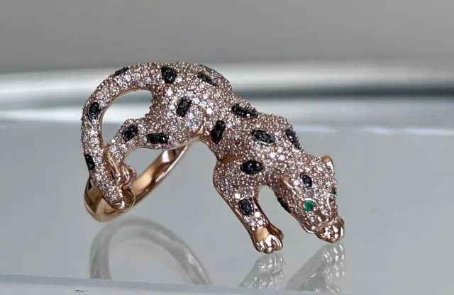 EFFY Signature 14K Rose Gold 1.52cttw Diamond & Emerald Panther Ring