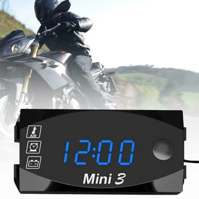 Durable Design LED Motorcycle Clock Voltmeter DC 6V30V Waterproof 3in1