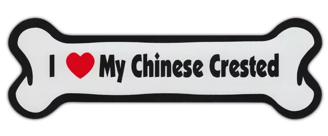 Dog Bone Shaped Car Magnets: I LOVE MY CHINESE CRESTED