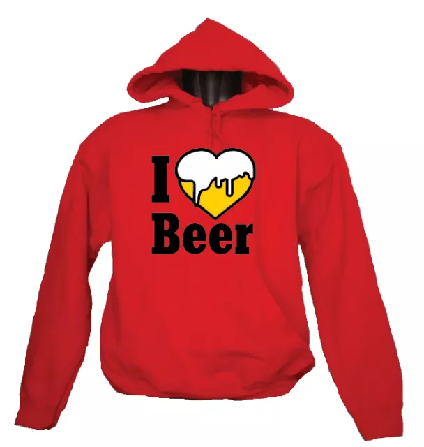 Felpa Con Cappuccio Unisex "I Love Beer"! Drunk Fuck Funny Hot Uomo Donna