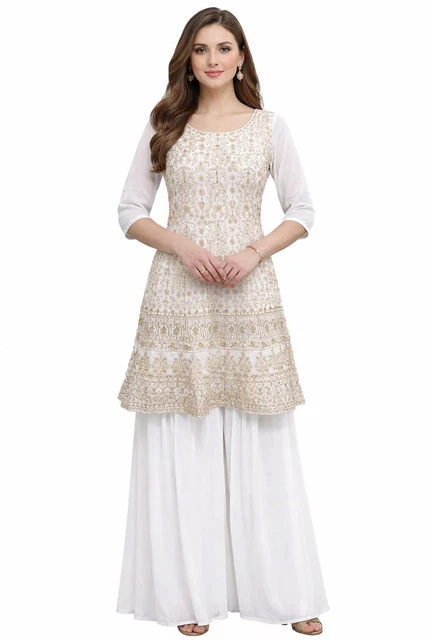 slim fit dress slacks White and gold Kaftan Dress main image 0
