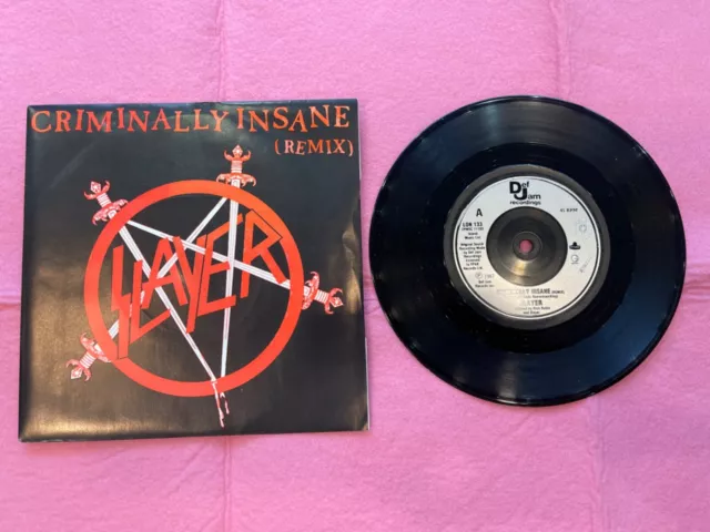 Slayer ‎– Criminally Insane (Remix) - Def Jam Recordings LON 133 - 7" Inch Singl