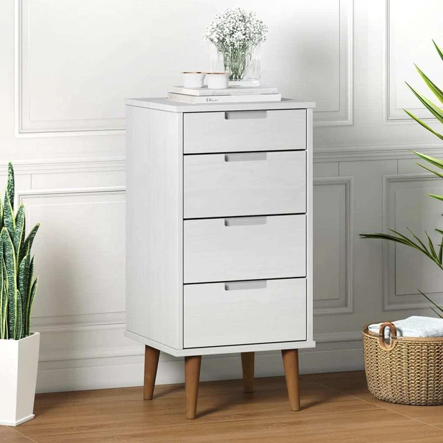vidaXL Cassettiera MOLDE Bianca 40x35x82 cm in Legno Massello di Pino