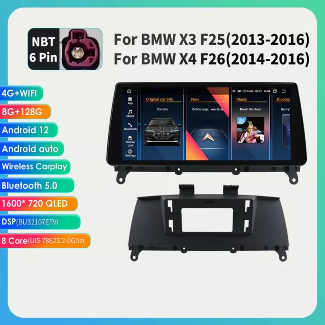 für BMW X3 F25 X4 F26 NBT 8-Kern CarAutoPlay Android 12 Autoradio GPS Navi DAB+