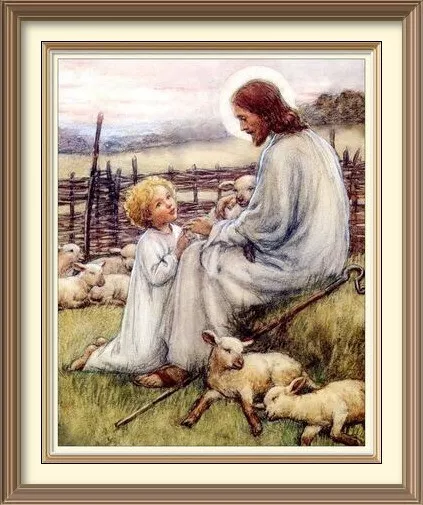 CICELY MARY BARKER Kunst GUTER SHIRTE Jesus Segen Mädchen Frühlingslamm 7x5 Druck