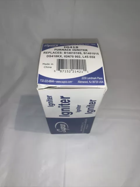 SUPCO UNIVERSAL FURNACE IGNITER IG418 Surface IG 418