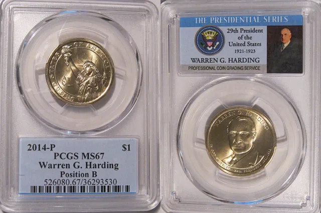 2014 P Warren G Harding Presidential Dollar PCGS MS67 Position B