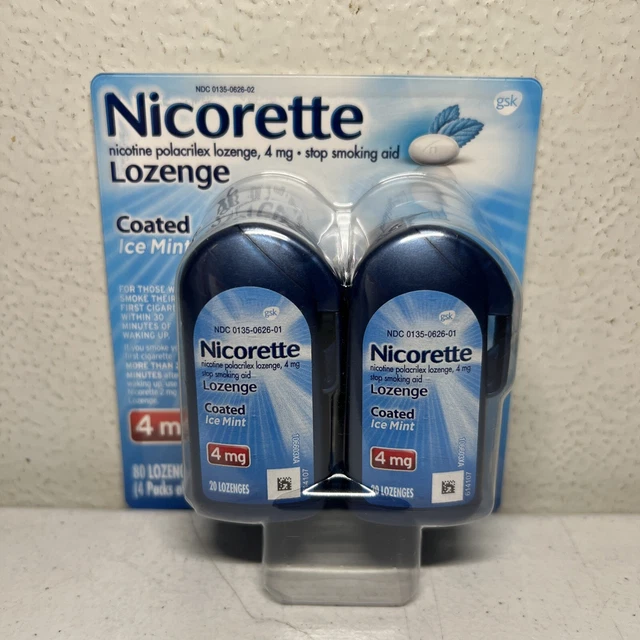 Pastilla de nicotina recubierta Nicorette 4 mg hielo como nueva sellada 80 unidades vencimiento 2025