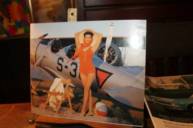 10 x 13 Retro Look Pin Up Girls WWII Poses Airplanes Print Mounted on Cardstock