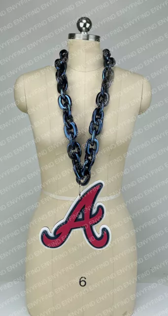 New MLB ATLANTA BRAVES NAVY BLUE Jumbo Big Fan Chain Necklace Foam MI USA