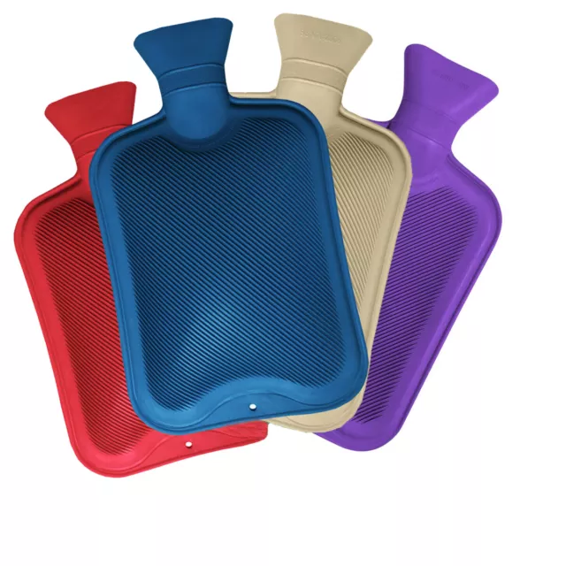 Hot Water Bottle 2 Litre Bed Warmer Natural Rubber Winter Heated Bulk Stock Gift