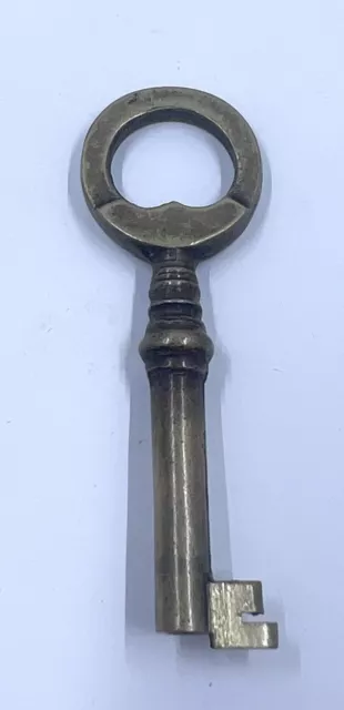 Antique Fancy Ornate Hollow Open Barrel Brass Skeleton Key 2.25”