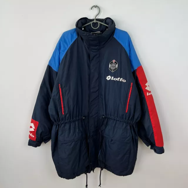 LUGANO 1990's TRAINING FOOTBALL PUFFER JACKET TRACK TOP LOTTO JERSEY SIZE XL