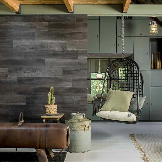 WallArt Planches d'aspect de bois  charbon