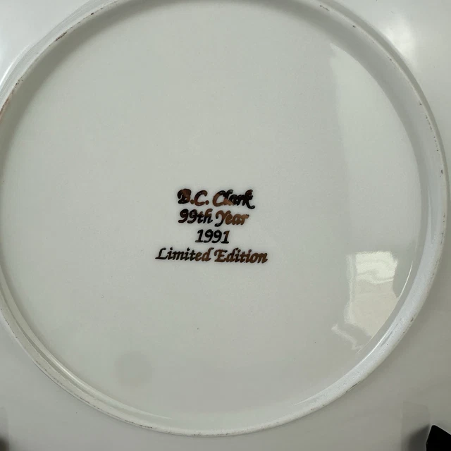 B.C. CLARK 99TH Year 1991 Christmas Collectors Plate 8.25