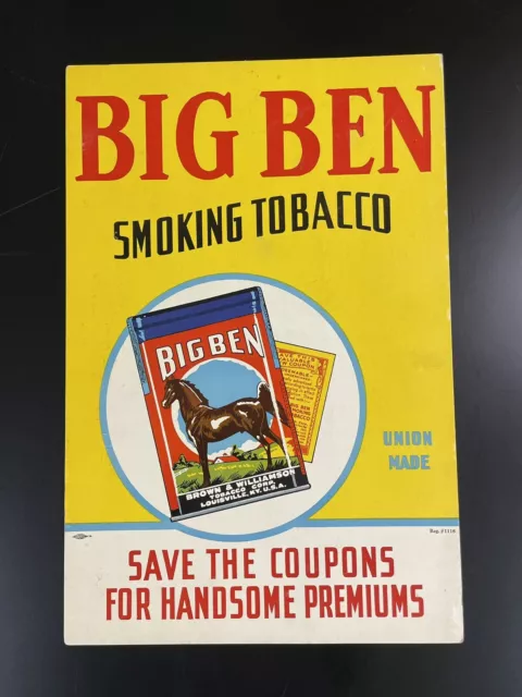 Vintage antique BIG BEN tobacco smoking sign 12" x 18" advertising nice rare