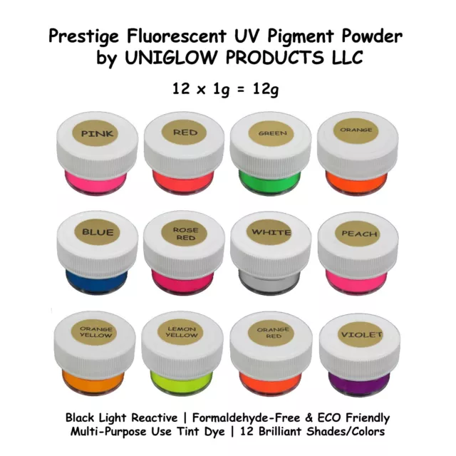 Solvent-Based Prestige Fluorescent UV Pigment Powder by UNIGLOW PRODUCTS LLC.
