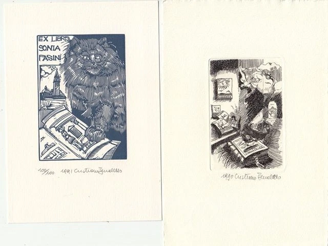 2 Exlibris Bookplate Cristiano Beccaletto 1948 Konvolut Lot