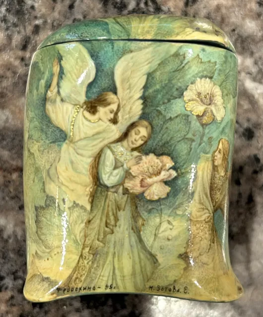Beautiful Fedoskino Russian Hand Painted Lacquer Box “Gavriliada” Zotova