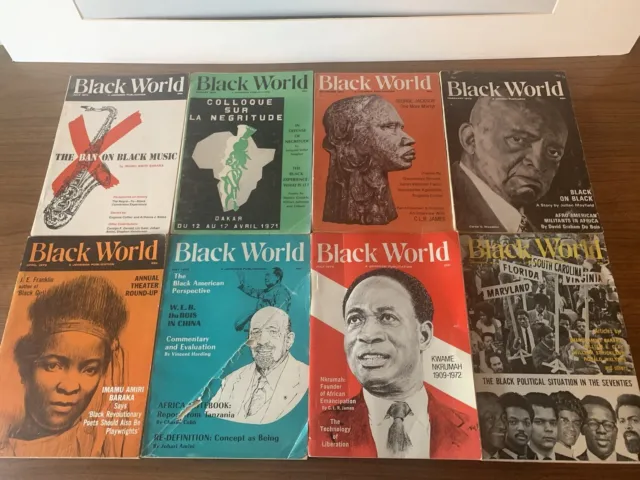 Vintage Black World Magazine - Lot of 8 - July 1971 - October 1972