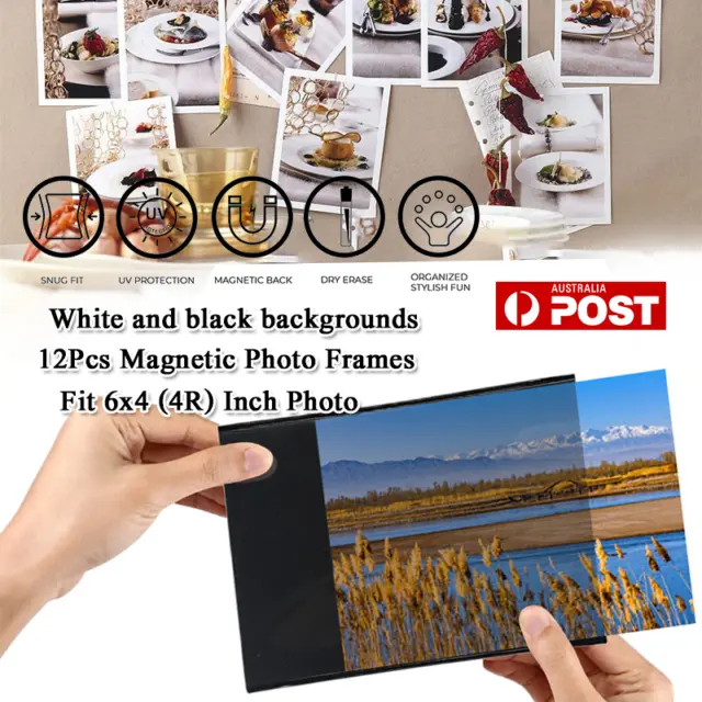 12X Magnetic Photo Frames Fridge 4x6 inches Magnet Pictures Clear Pocket Sleeves