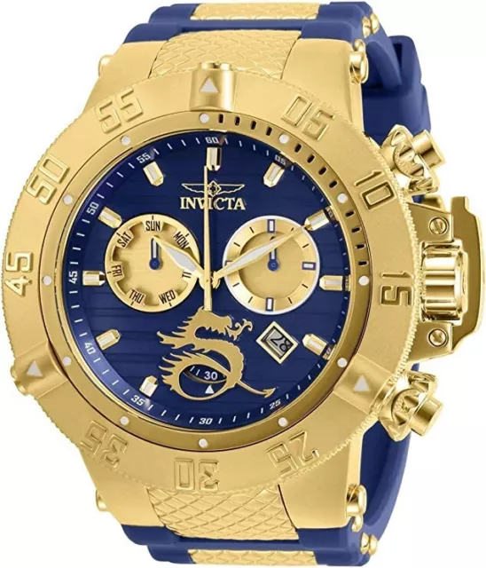 Invicta 31643 Gold/Blue Grand Subaqua Noma III Silicone Band Men's 56mm Watch
